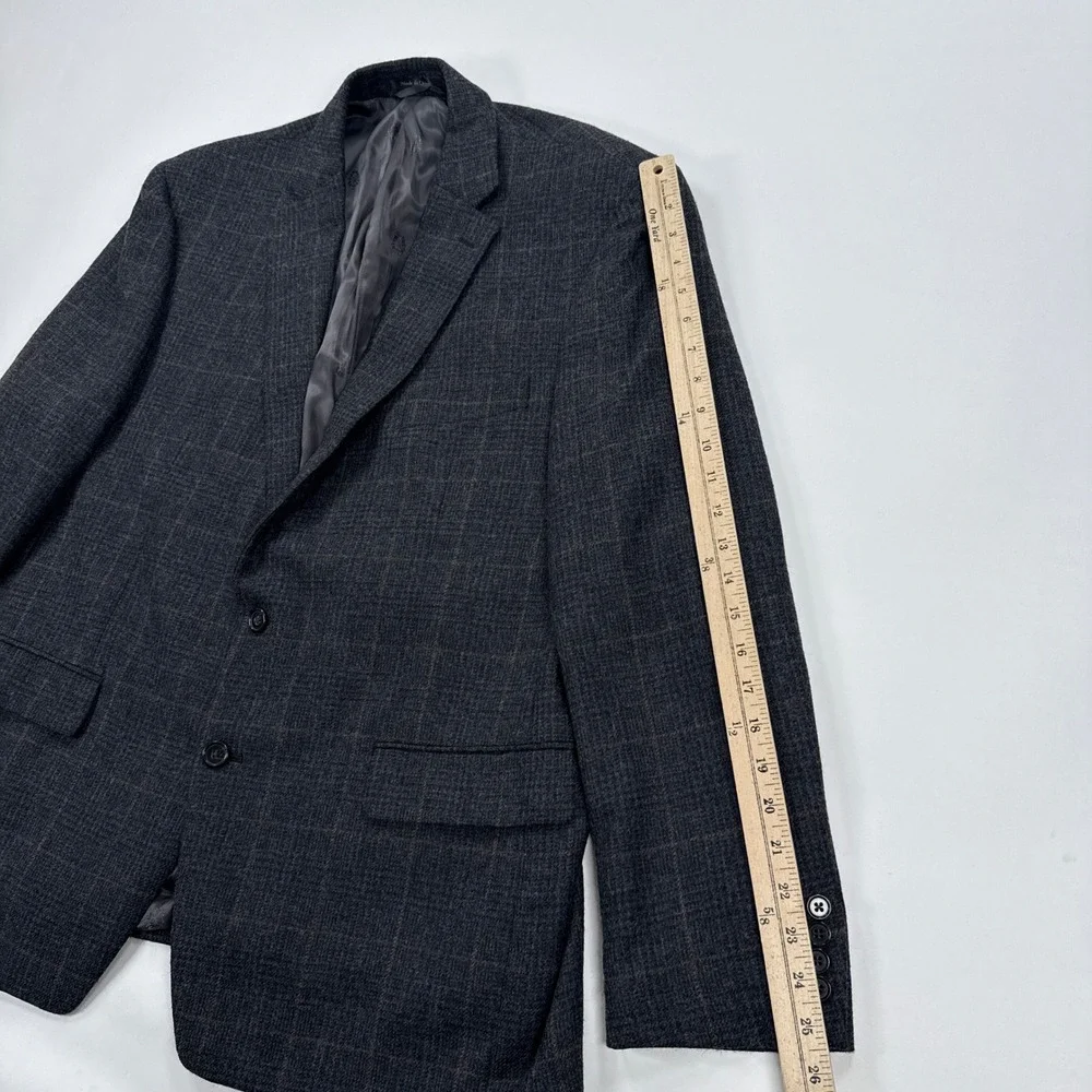 Lauren Ralph Lauren Mens Blazer 46R Charcoal Plaid Wool Sport Coat Old Money